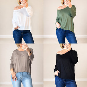 Hallie Scoop Hem Sleeved Top 8-20 more colours