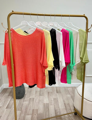 Tia Lightweight Sheer Knit Top 8-20 Lime Pop