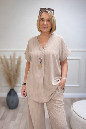 Monroe Pinstripe V-Neck Co-Ord Set 10-18