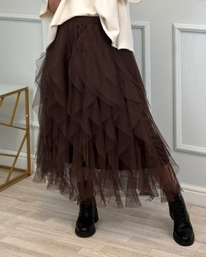Lori Mesh Tulle Skirt 8-18 Chocolate - Susie's Boutique