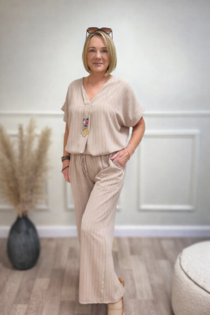 Monroe Pinstripe V-Neck Co-Ord Set 10-18