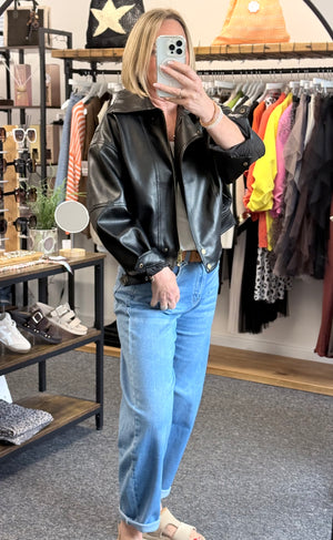Frankie Faux Leather Jacket Black