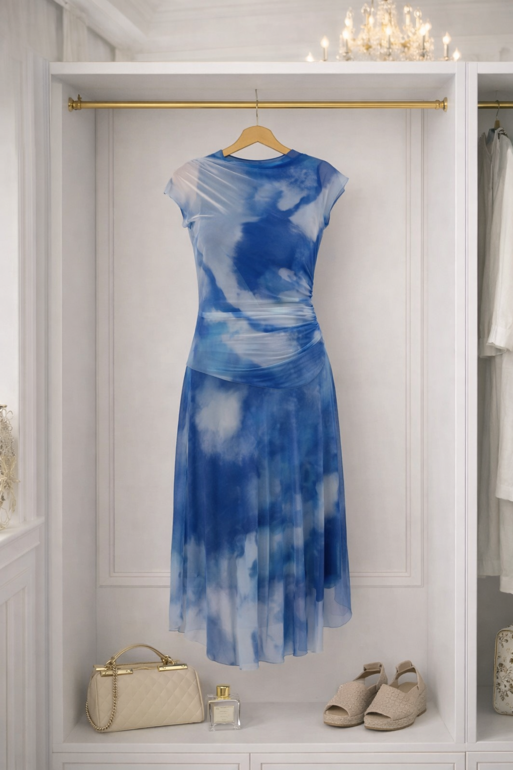 Celeste Cloud Mesh Midi Dress 8–14 No Returns on Sale Items