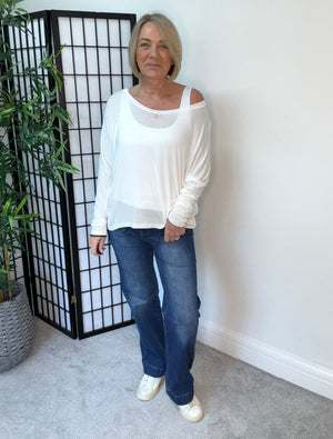 Hallie Scoop Hem Sleeved Top 8-20 more colours