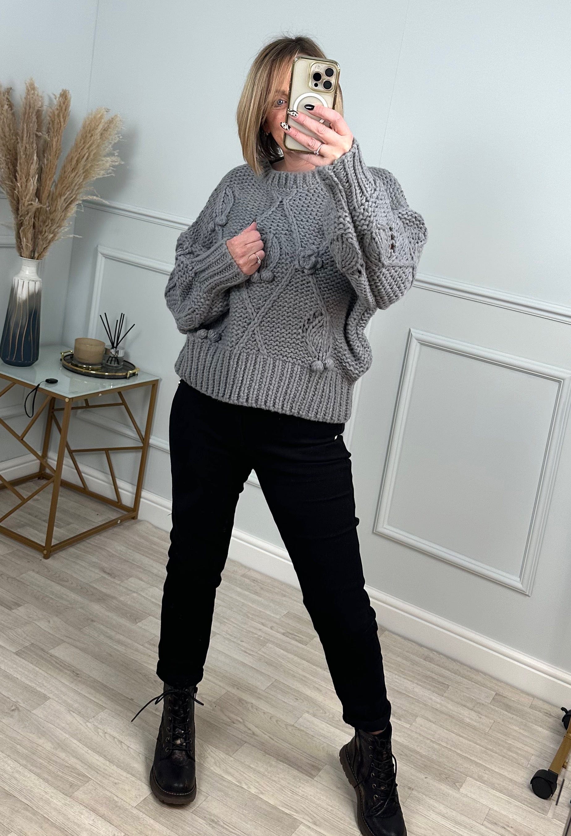Grey fisherman jumper clearance
