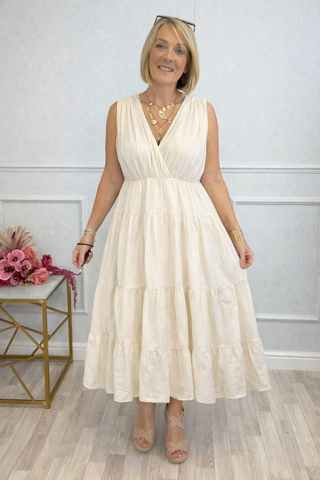 Calla Tiered Cotton Midi  Dress 8–18 No Returns on Sale Items