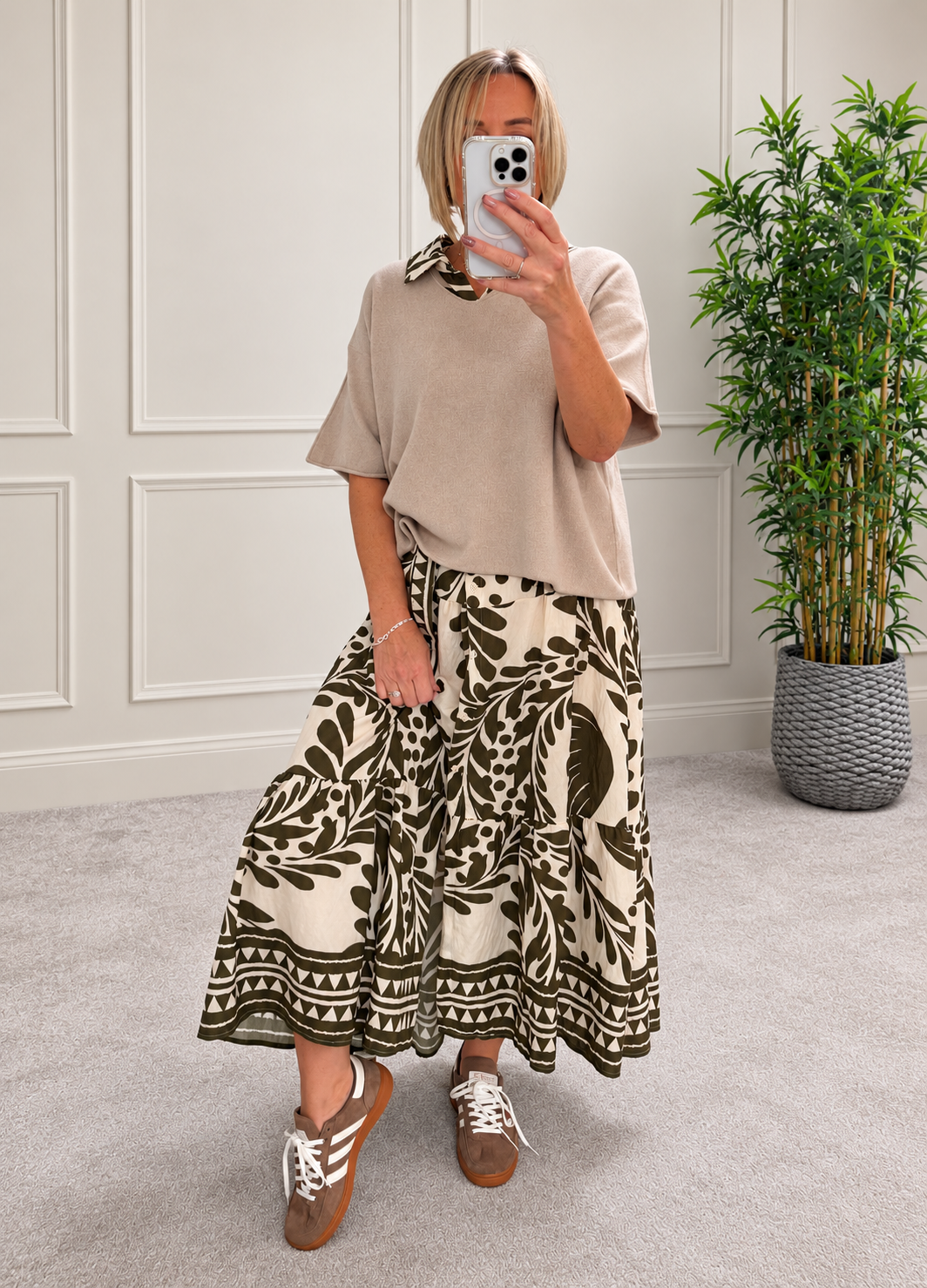 Serena Tropical Print Button-Through Maxi Dress 10-18