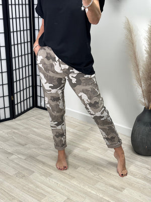 Becca Camouflage Magic Trousers 8-22 Mocha - Susie's Boutique