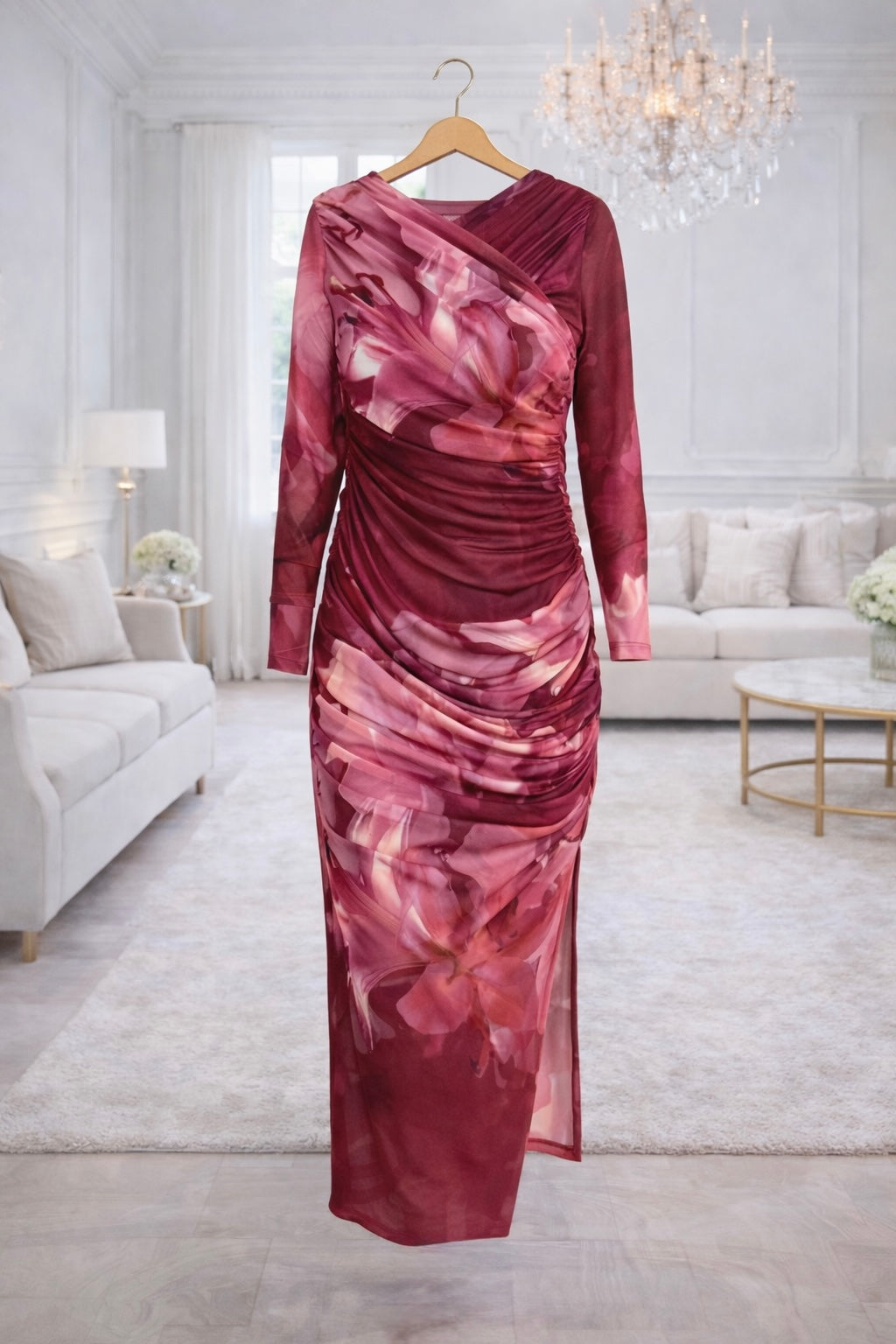 Leona Mesh Maxi Dress 8-14 Berry Lily No Returns on Sale Items