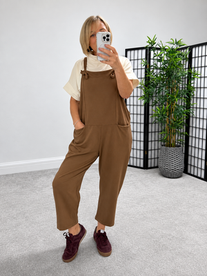 Nina Jersey Barrel Dungarees 8-16 Camel