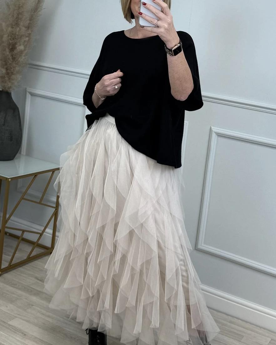 Lori Mesh Tulle Skirt 8-18 Cream