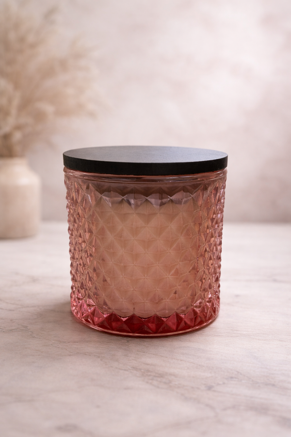 Diamond Cut Pink Candle - Pomegranate Noir