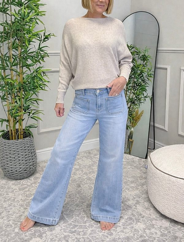 Lucy Straight Leg Retro Pocket Jeans Sizes 8–18 Light Wash
