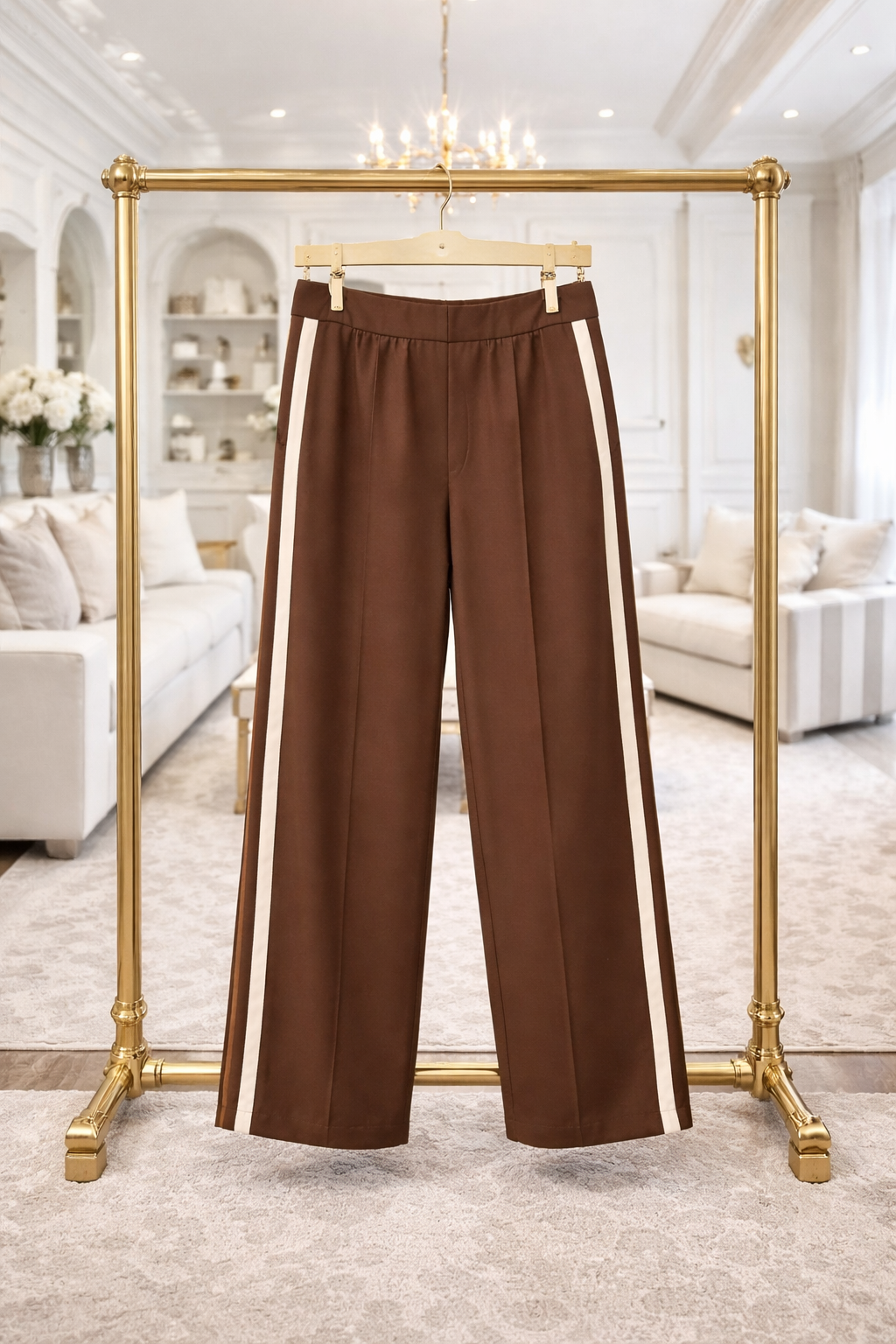 Giovanna Side Stripe Wide Straight Leg Trousers 10-18 LONG