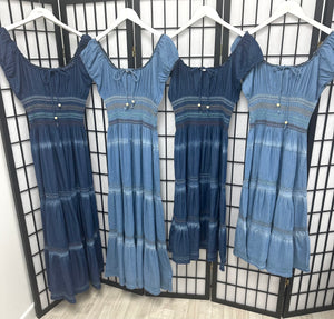 Adison Boho Chambray Magic Maxi Dress 8-22 Light - Susie's Boutique
