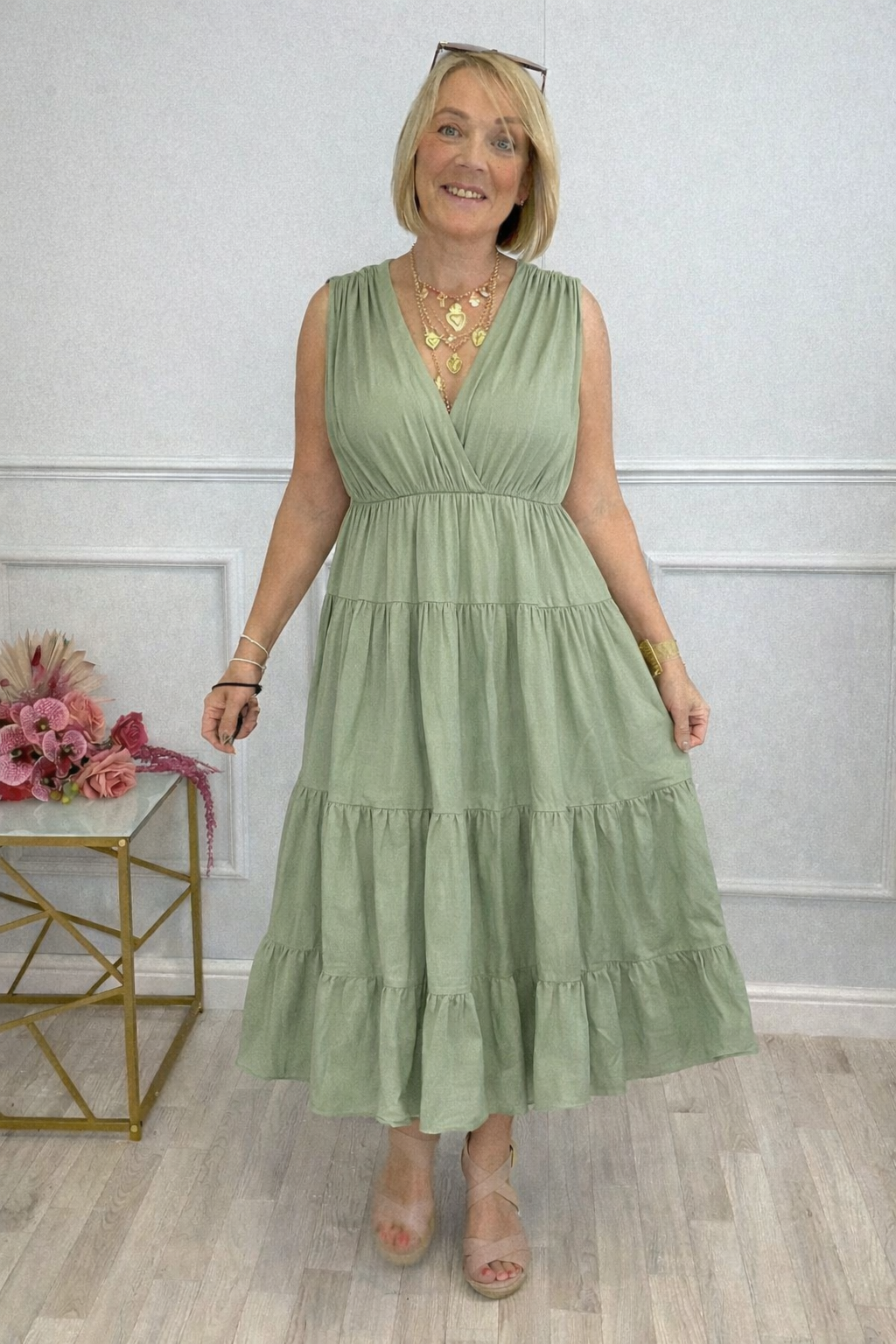 Calla Tiered Cotton Midi  Dress 8–18 No Returns on Sale Items