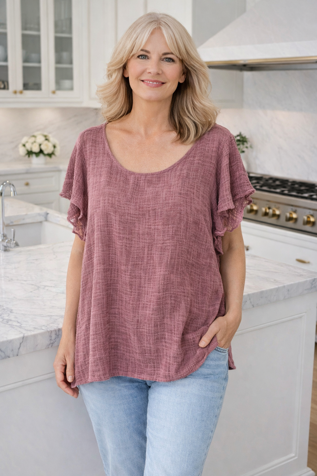 cotton Flutter Sleeve Top 12-18