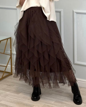 Lori Mesh Tulle Skirt 8-18 Chocolate
