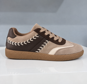 Mocha Retro Stitch Detail Trainers