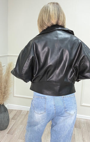 Frankie Faux Leather Jacket Black