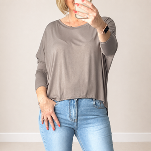 Hallie Scoop Hem Sleeved Top 8-20 more colours