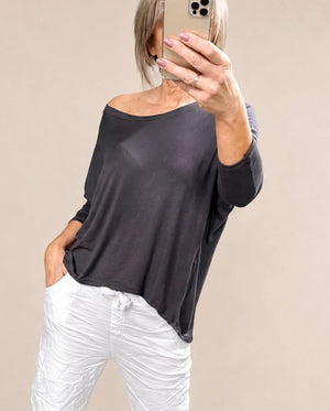 Hallie Scoop Hem Sleeved Top 8-20 more colours