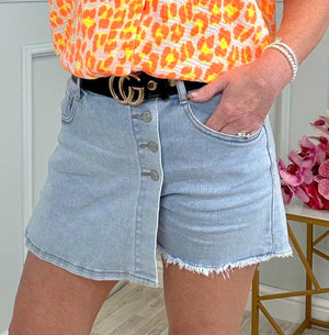 Lilia Wrap Front Denim Skort 8-18