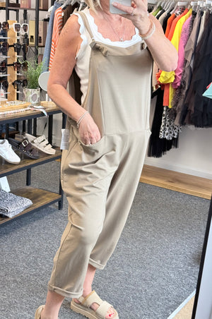 Nina Jersey Barrel Dungarees 8-16 Mocha