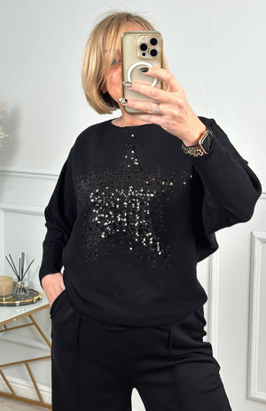 Starburst Sequin Jumper 8-16 Black - Susie's Boutique