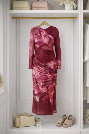 Leona Mesh Maxi Dress 8-14 Berry Lily No Returns on Sale Items