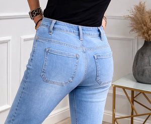 Lucy Straight Leg Retro Pocket Jeans Sizes 8–18 Light Wash