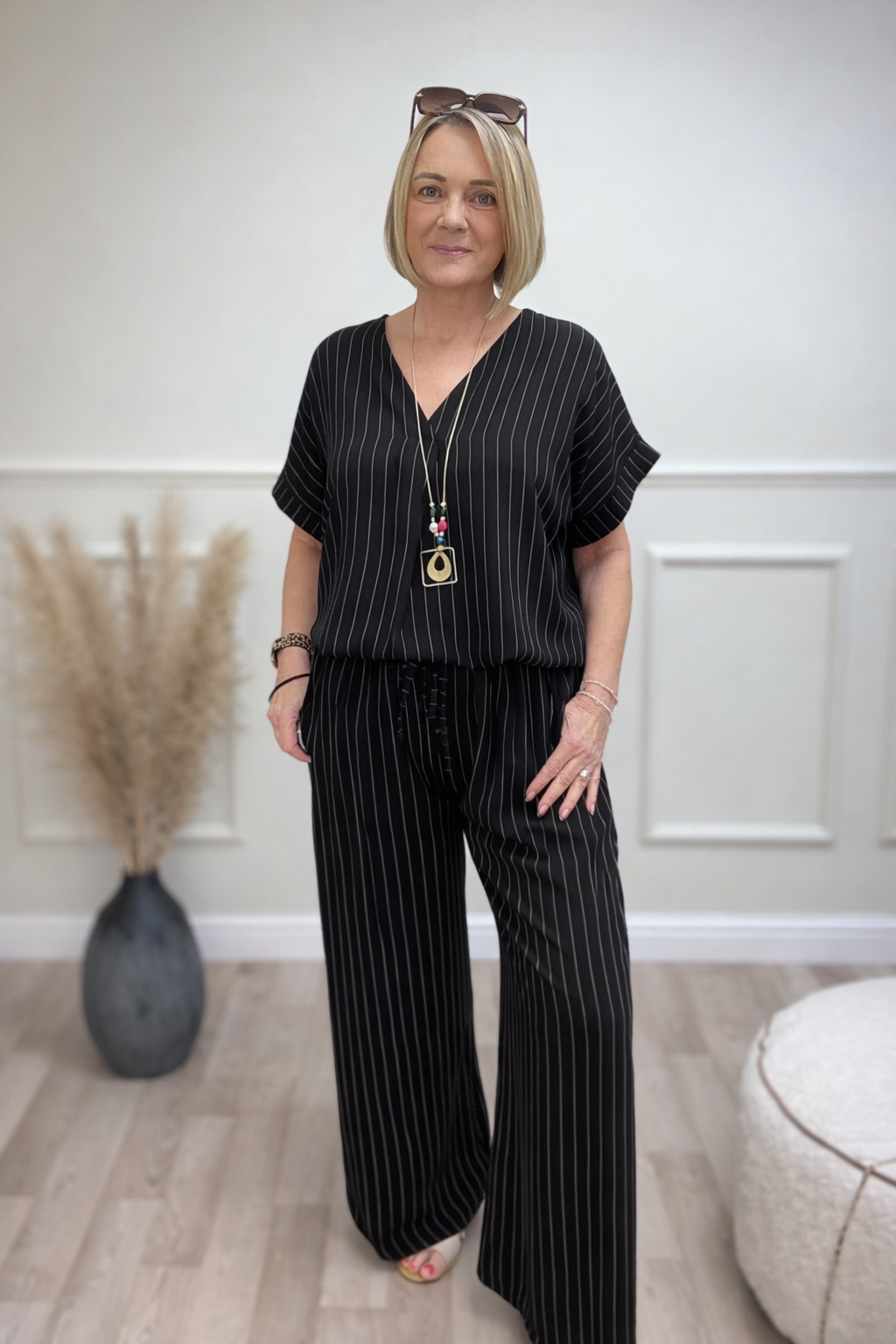 Monroe Pinstripe V-Neck Co-Ord Set 10-18