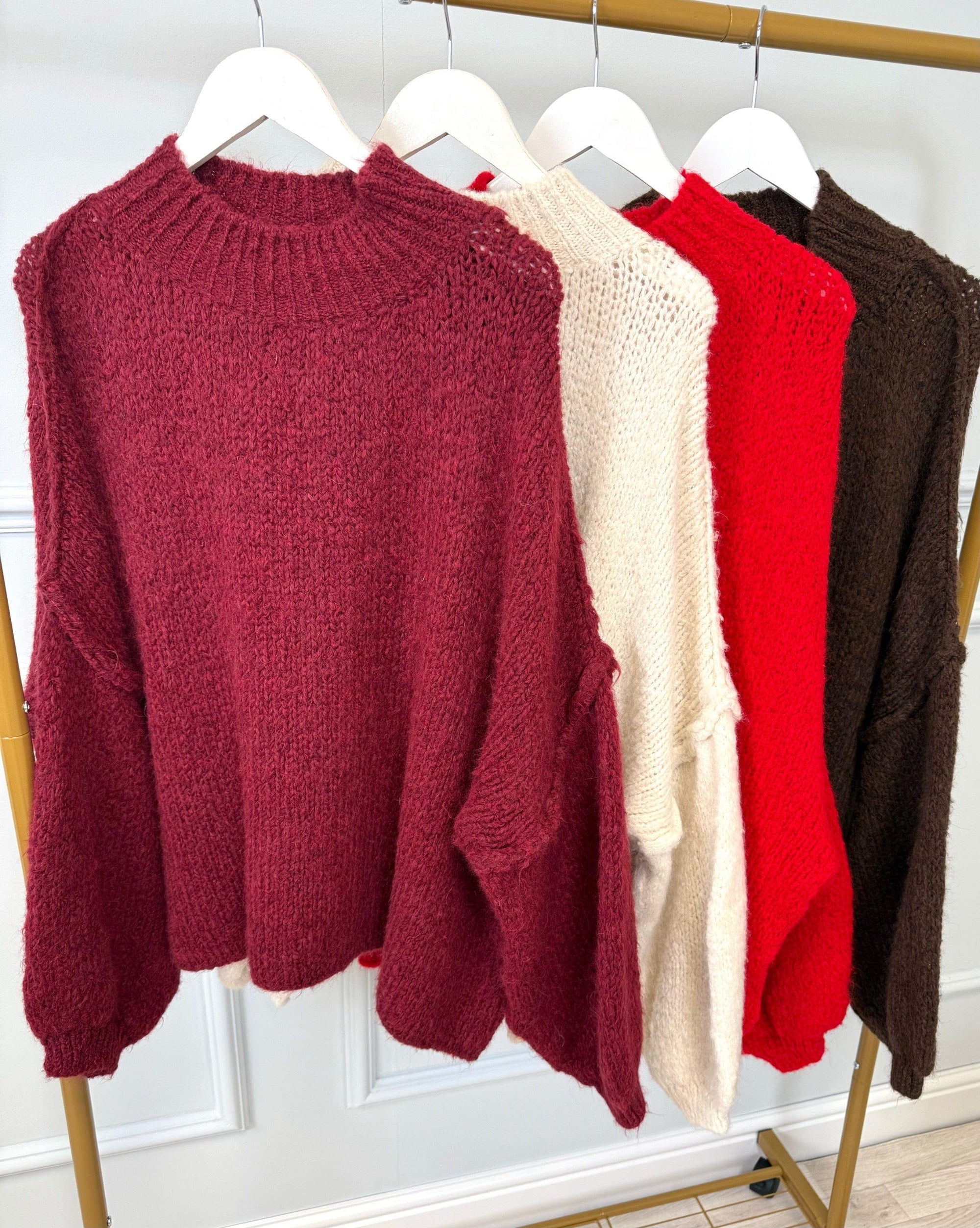 Fallon Oversized Exposed Seam Jumper 10-20 Red