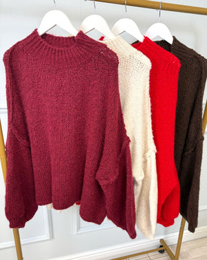 Fallon Oversized Exposed Seam Jumper 10-20 Red
