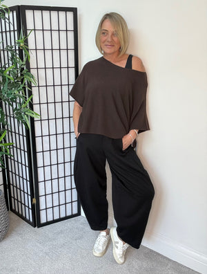 Georgia Barrel Cocoon Trousers / Joggers 8-20 Black