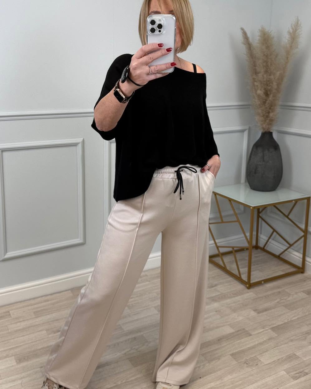 Alexandria Wide Straight Leg Trousers 8-18 Sand