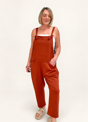 Nina Jersey Barrel Dungarees 8-16 Rust