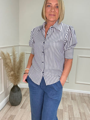 Mabel Stripe Puff Sleeve Blouse 10-18