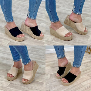 Seraphina Espadrille Platform Wedges – Chic & Comfortable Sand