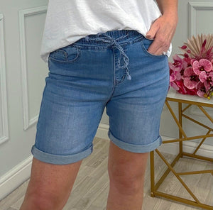 Vida Drawstring Denim Shorts 10-22 (6.5")