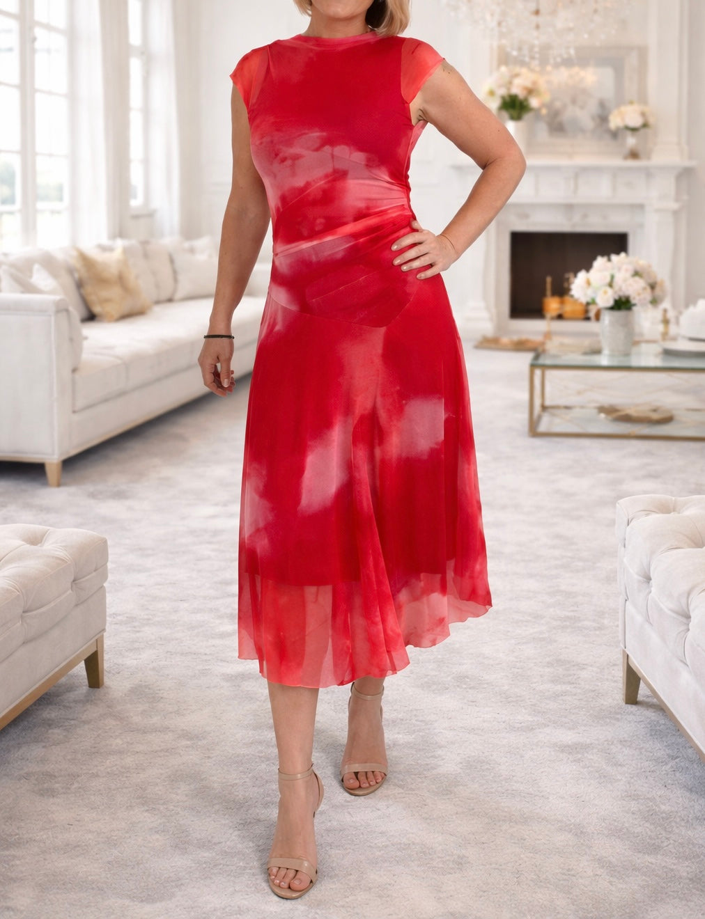 Celeste Cloud Mesh Midi Dress 8–14 No Returns on Sale Items