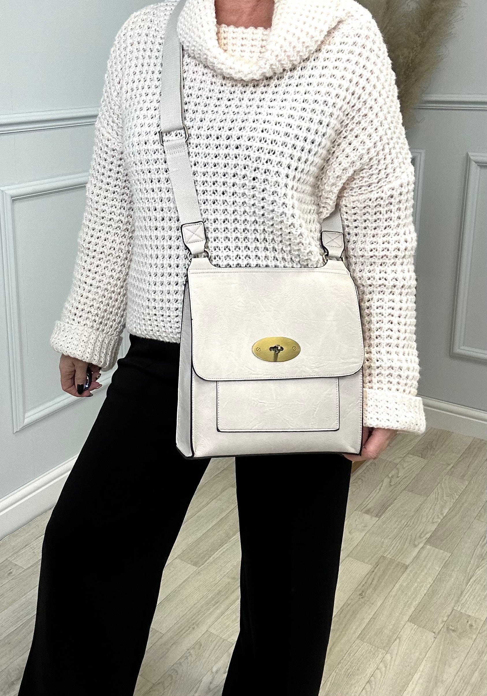 Large Tilly Messenger Crossbody Bag Beige