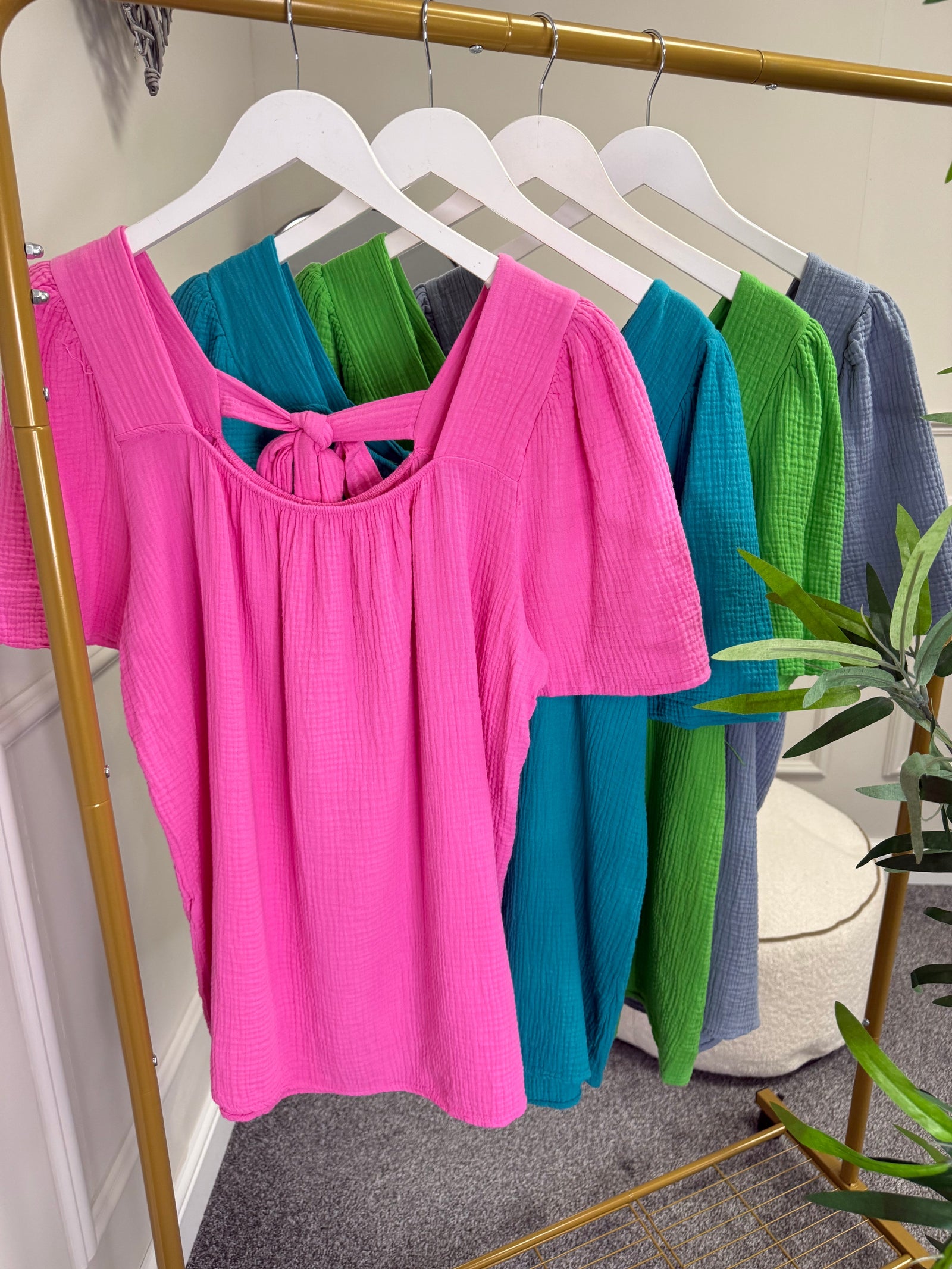 Tie Back Waffle Top 10-18