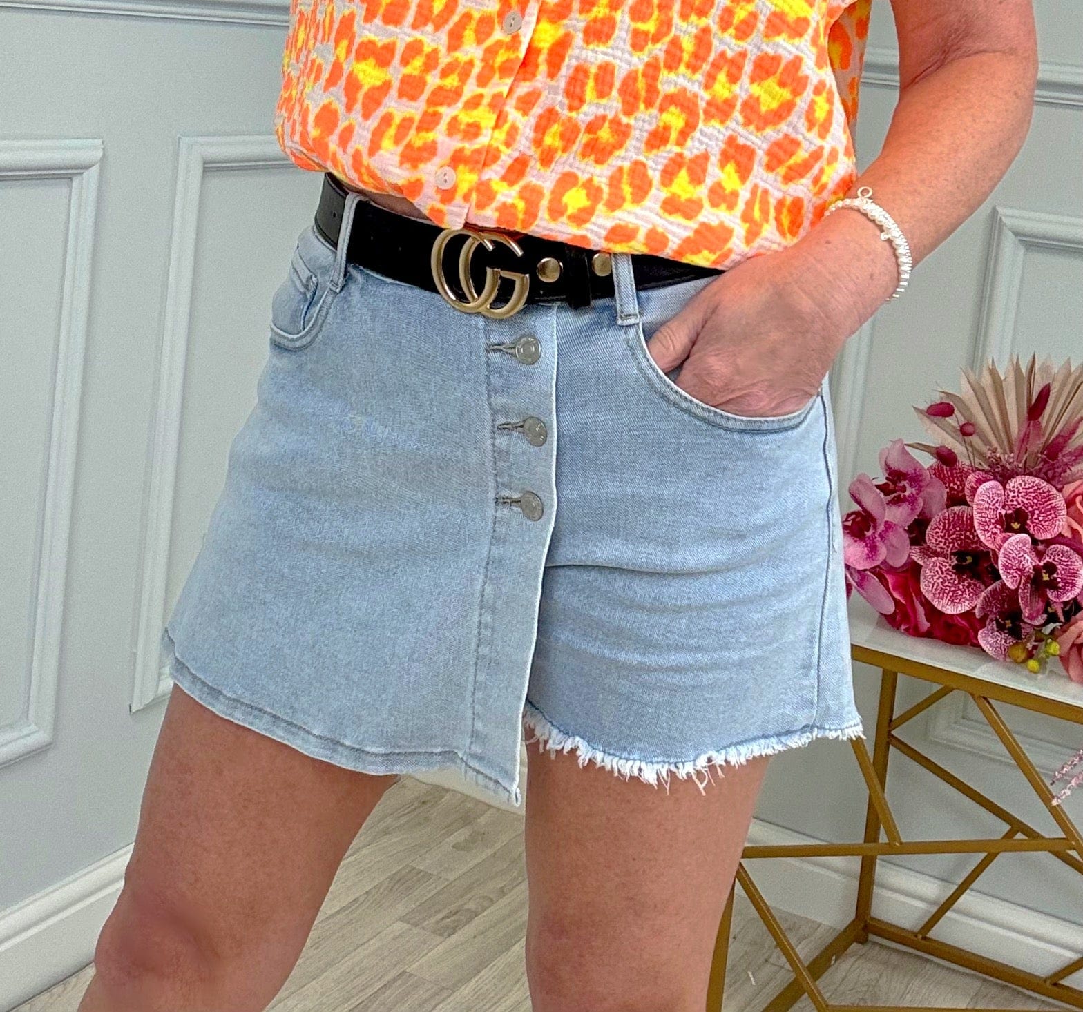 Lilia Wrap Front Denim Skort 8-18