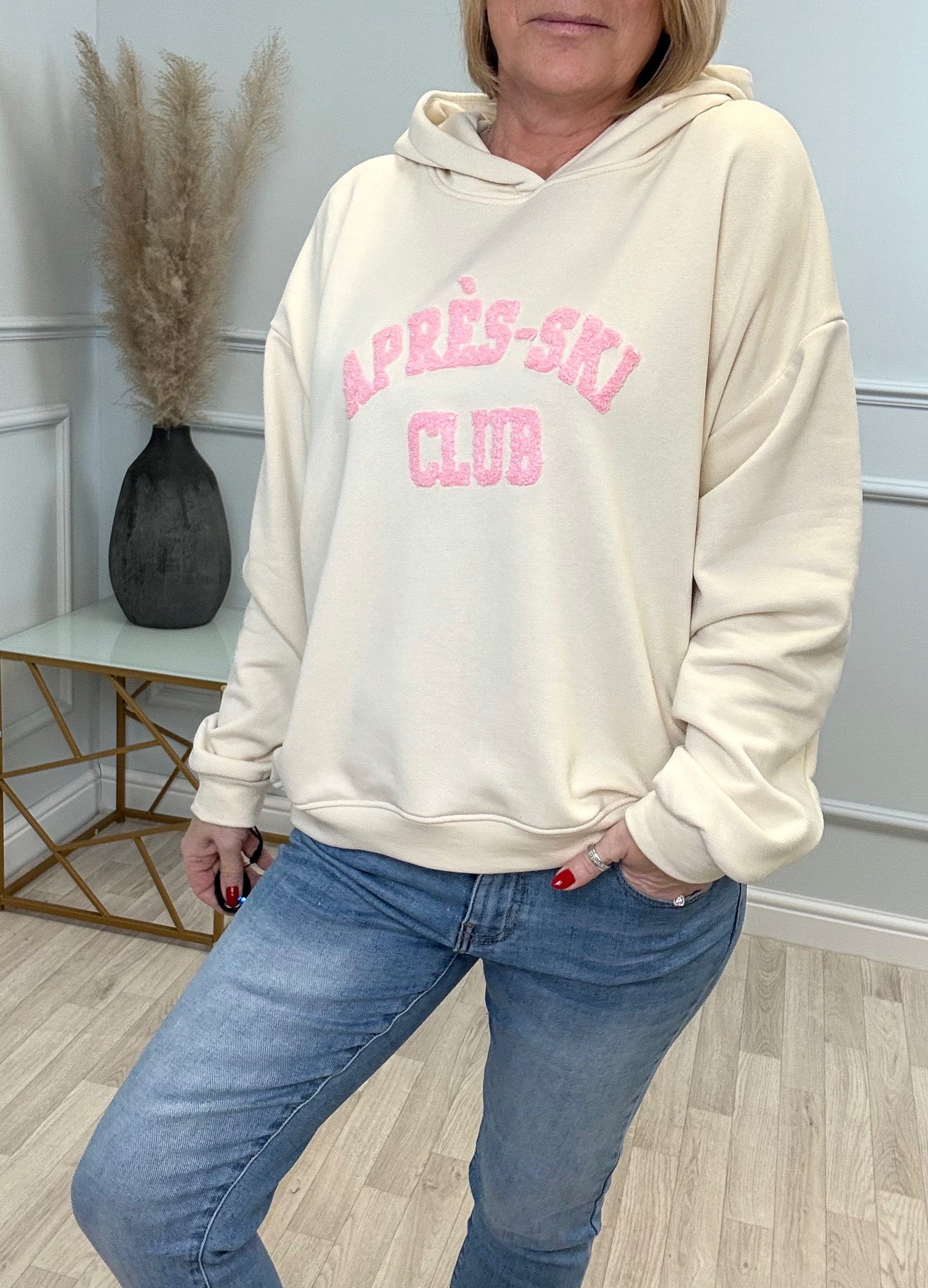 The Aria Après-Ski Hoodie - Cozy Embroidered Logo Sweatshirt 8-18 Sand - Susie's Boutique