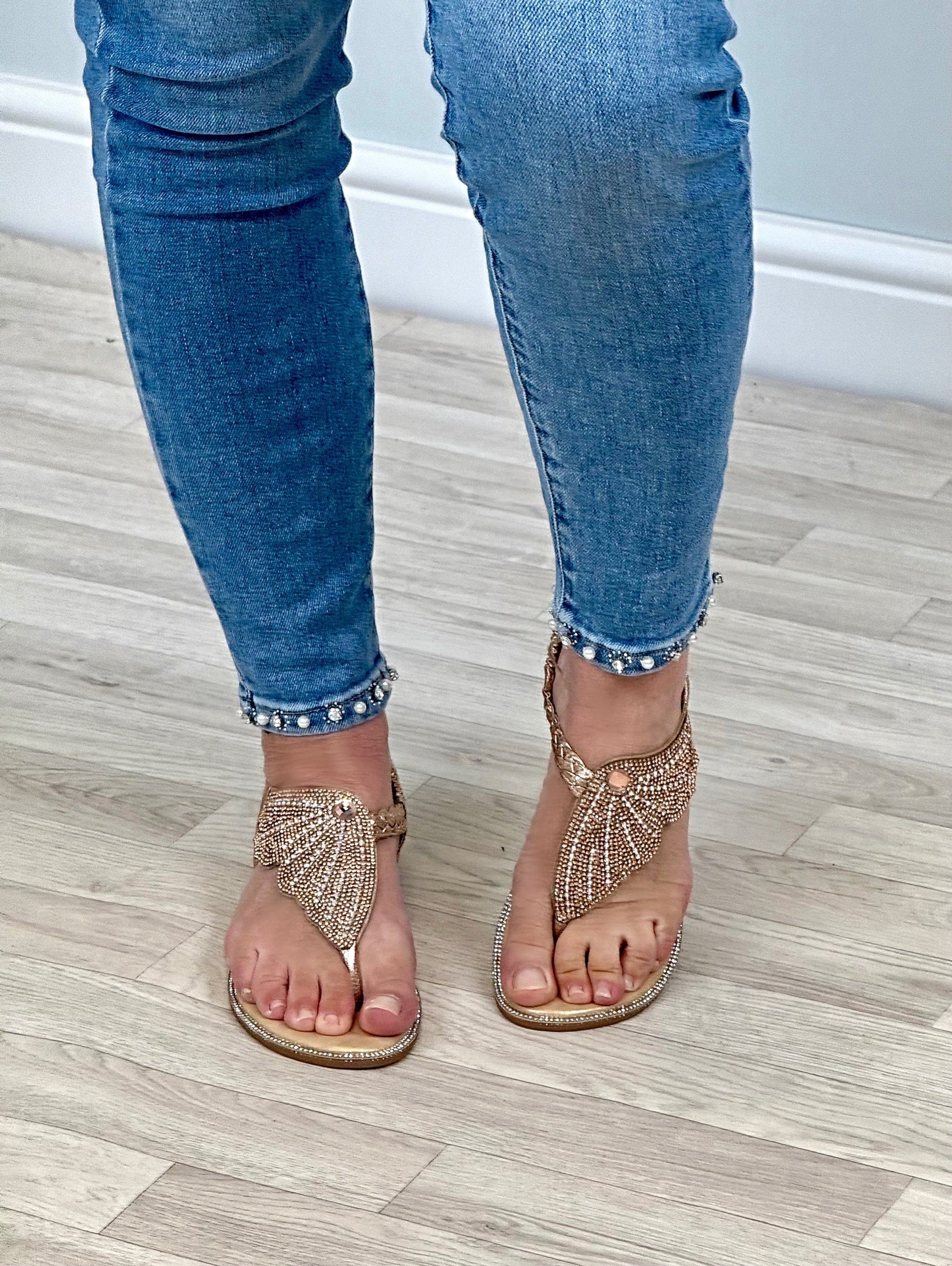Katherine Diamanté Wing Sandal Champagne