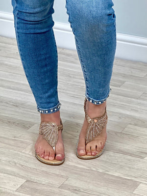 Katherine Diamanté Wing Sandal Champagne