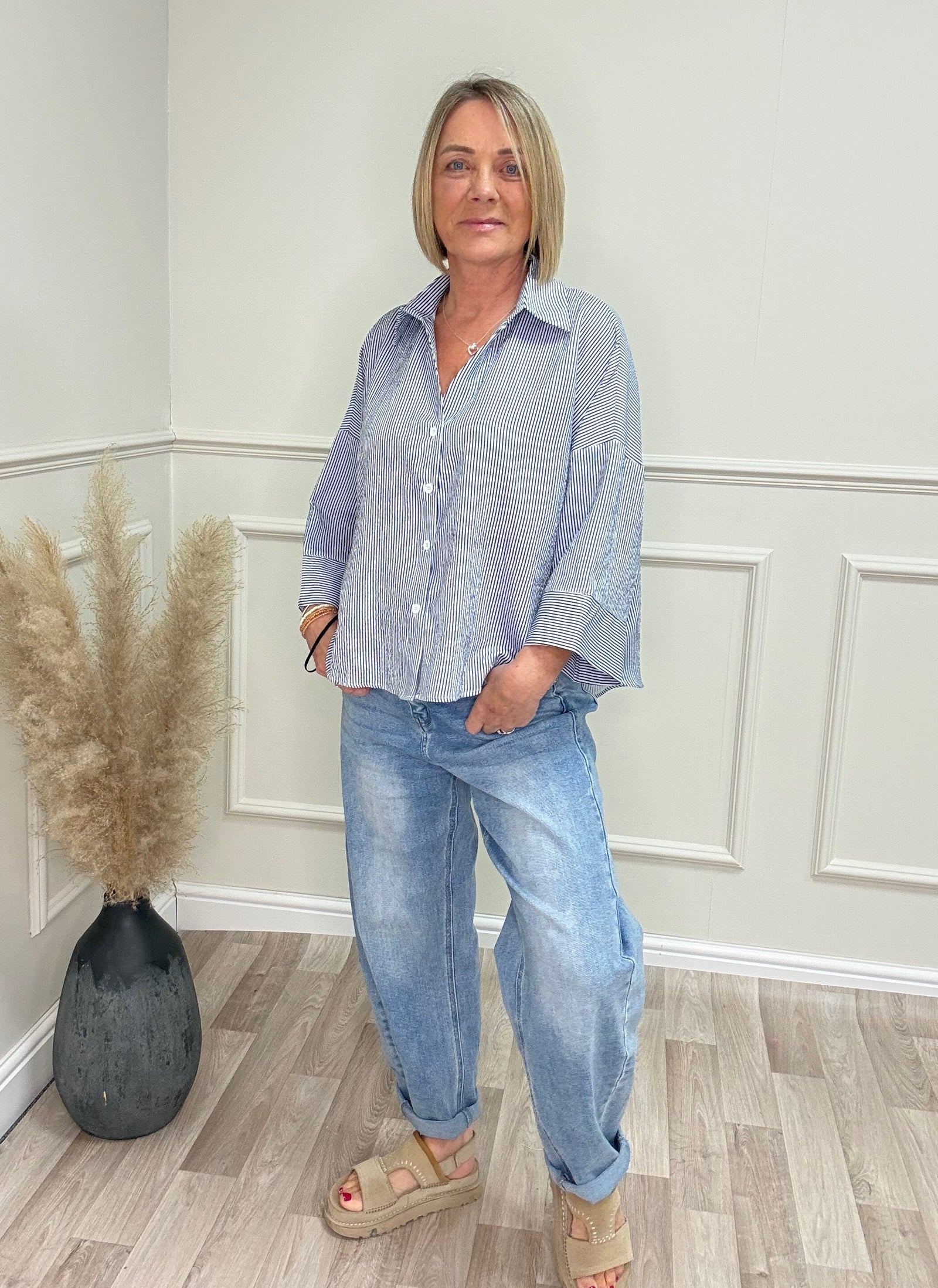 Skylar Oversized Boxy Shirt 10-18 Stripe