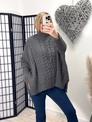 Winnie Cable Knit jumper 10-18 Slate - Susie's Boutique