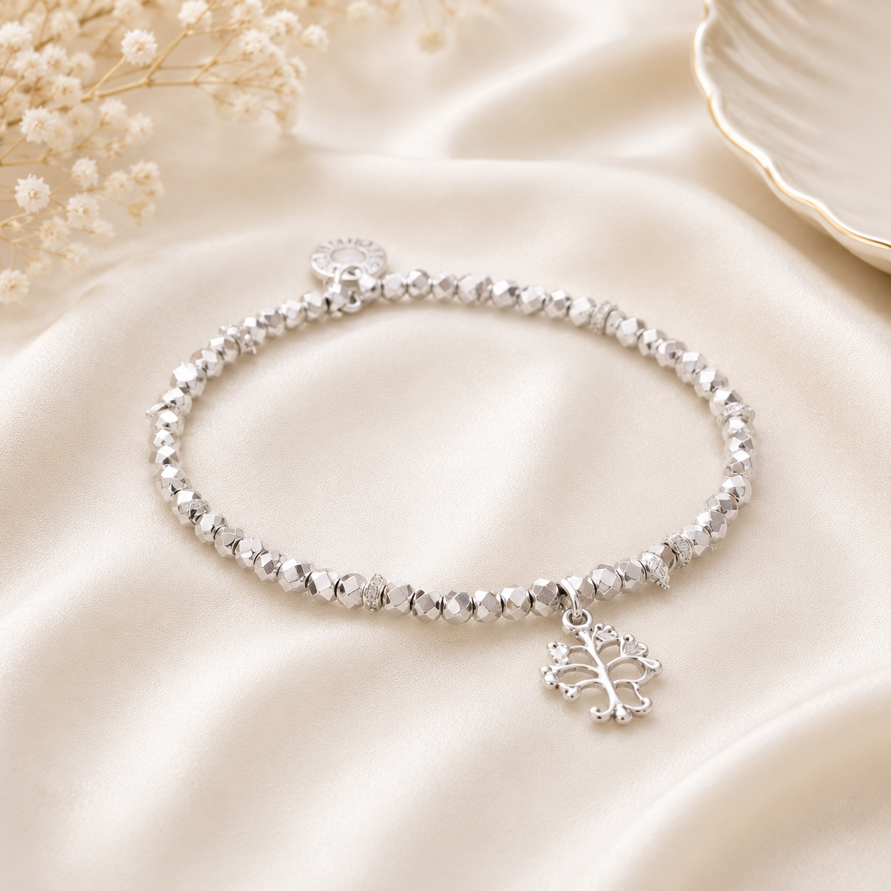 Stackable Silver-Plated Tree of Life Bracelet